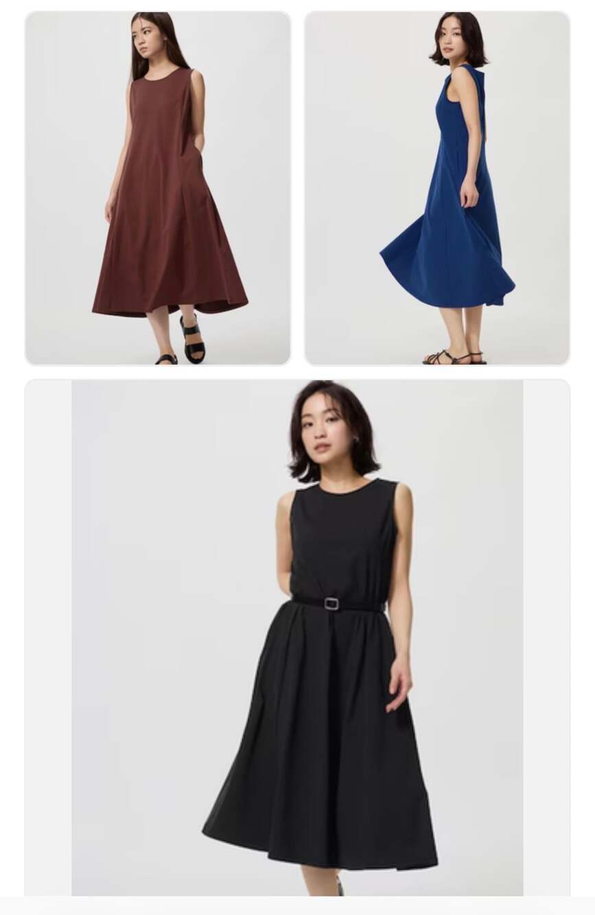 Uniqlo Airism Sleeveless Midi Dress Size L Navy Blue Pockets